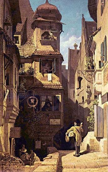 Carl Spitzweg Der Briefbote im Rosenthal